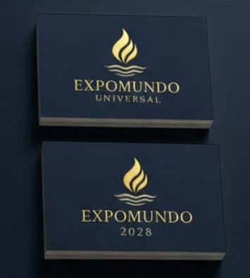 EXPOMUNDO | Bespoke Stationery | Sets of Two designs | Double Side Business Card | US Size | Navy with Foil Stamping