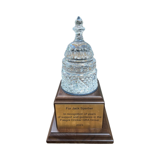 ZOOK | Waterford Crystal Capitol Dome Award on Natural Walnut with Engraved Brass Plate
