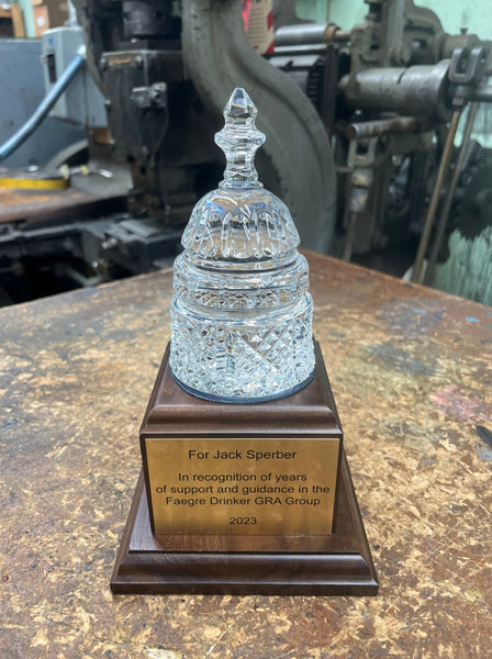 ZOOK | Waterford Crystal Capitol Dome Award on Natural Walnut with Engraved Brass Plate