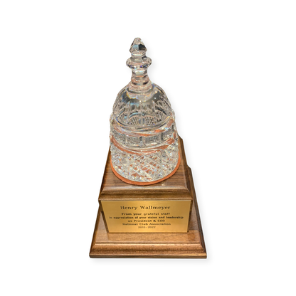 NHTSA | Waterford Crystal Capitol Dome Award on Natural Walnut with Engraved Brass Plate