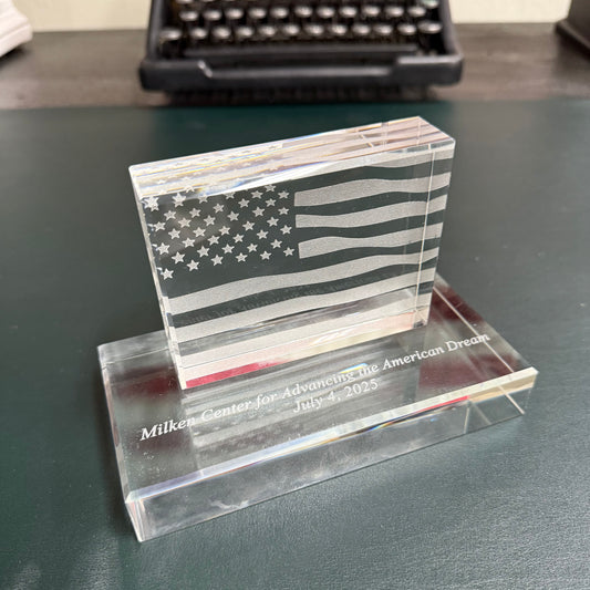 US World & News Report  2025 | Crystal Waving Flag | Award | Paperweight | American Flag Award | Crystal USA Flag | 4 Inches