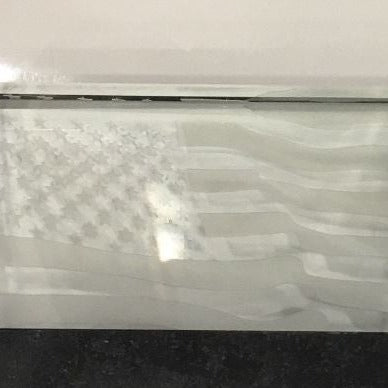 Gift No.3 | BIDEN SCHOOL  Crystal American Flag Paperweight | US Waving Flag Etched & Signed