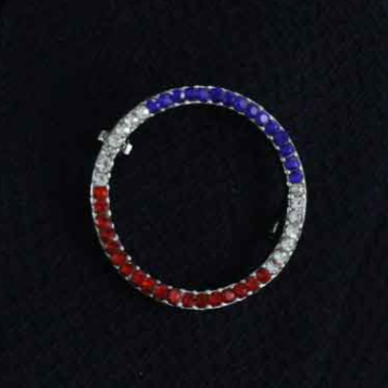 Patriotic Jewelry | US Flag Pin, Brooch | Infinity Circle | Silver with Crystals