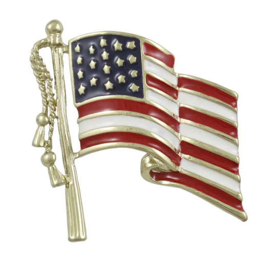 Patriotic Jewelry | US Flag Pin, Brooch | Enamel American Flag Pin |Democratic Donkey | Gold with Enamel