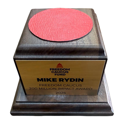 Freedom Caucus Fund | 2026 | Crystal US Capitol Dome Award with Text and Logo on Brass Plate on Walnut Base