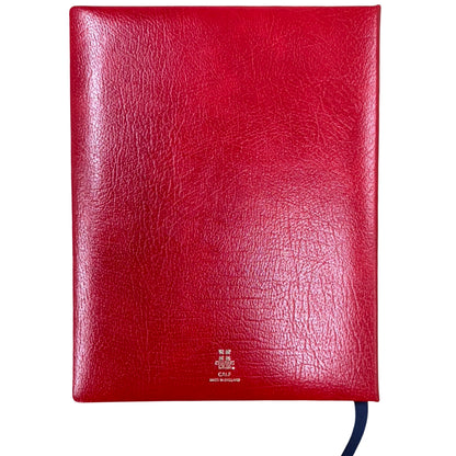 Gawler's Sons | Funeral Guest Book | SERGE MOMBOULI | Finest Quality Red Calf Leather with Gold Tooling | Blank Pages