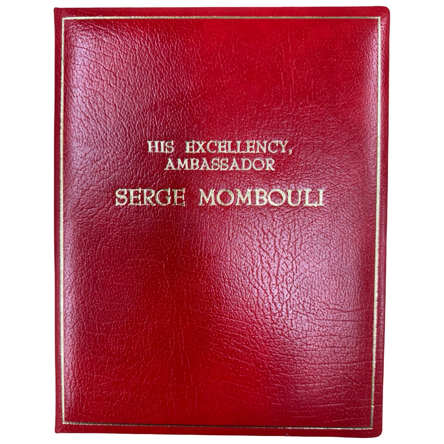 Gawler's Sons | Funeral Guest Book | SERGE MOMBOULI | Finest Quality Red Calf Leather with Gold Tooling | Blank Pages