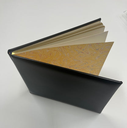 Funeral Guest Book | Gold Personalization | Black Calf Leather with Gold Tooling Condolence Book | Made in England | Charing Cross
