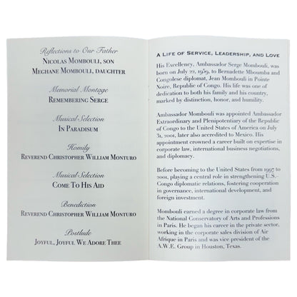 Gawler's Sons | Funeral Service | SERGE MOMBOULI | Finished Program  | 320 Copies