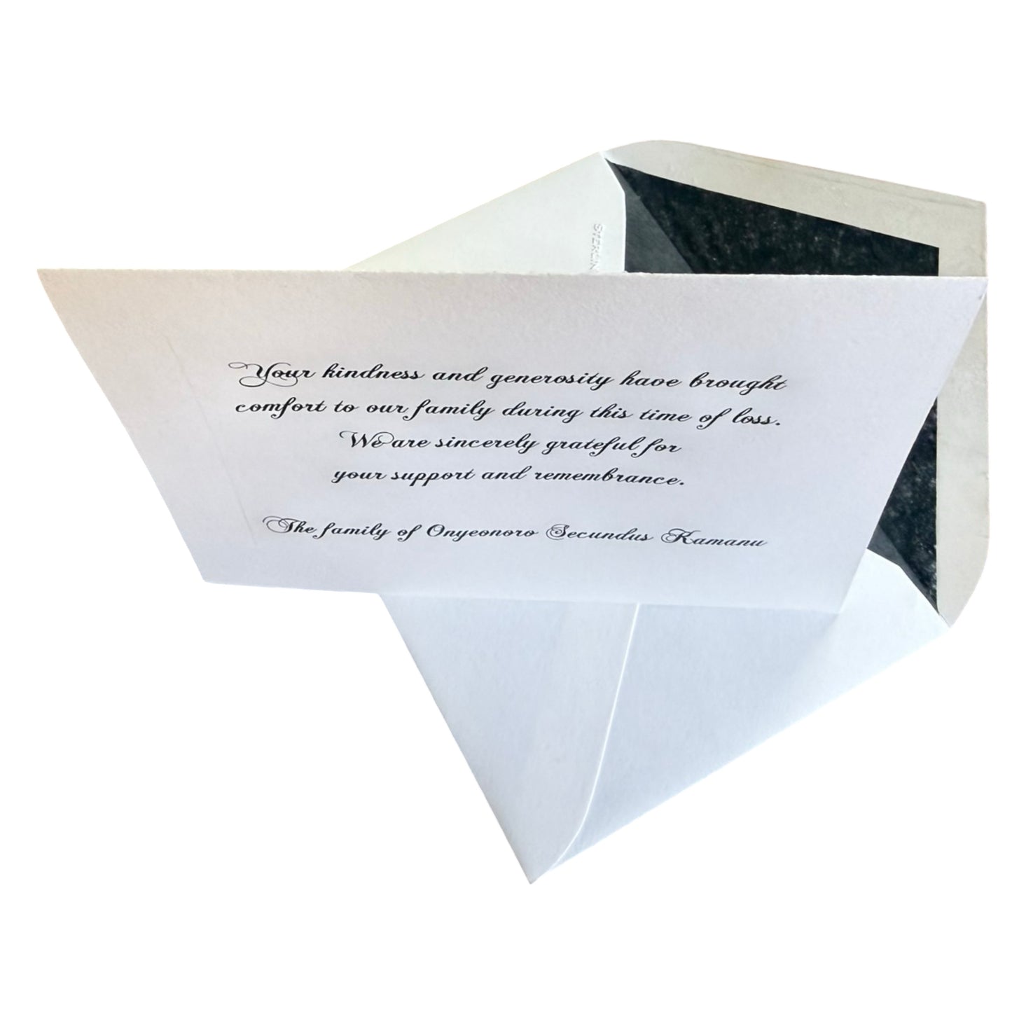 Bespoke Condolence Acknowledgement Informal Notes | Onyeonoro Secundus Kamanu