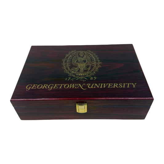Georgetown University Rosewood Desk Box | Stationery Box | 10 by 8 inch