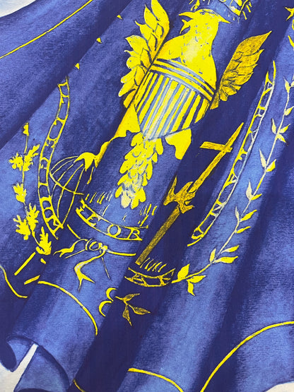 Georgetown University Fine Art Flag with Georgetown Crest by Carole Moore Biggio | 11" by 14"