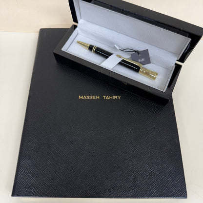 GIFT | Black Crossgrain Leather Notebooks and Pen | Charing Cross Ltd. | Elegant Presentation