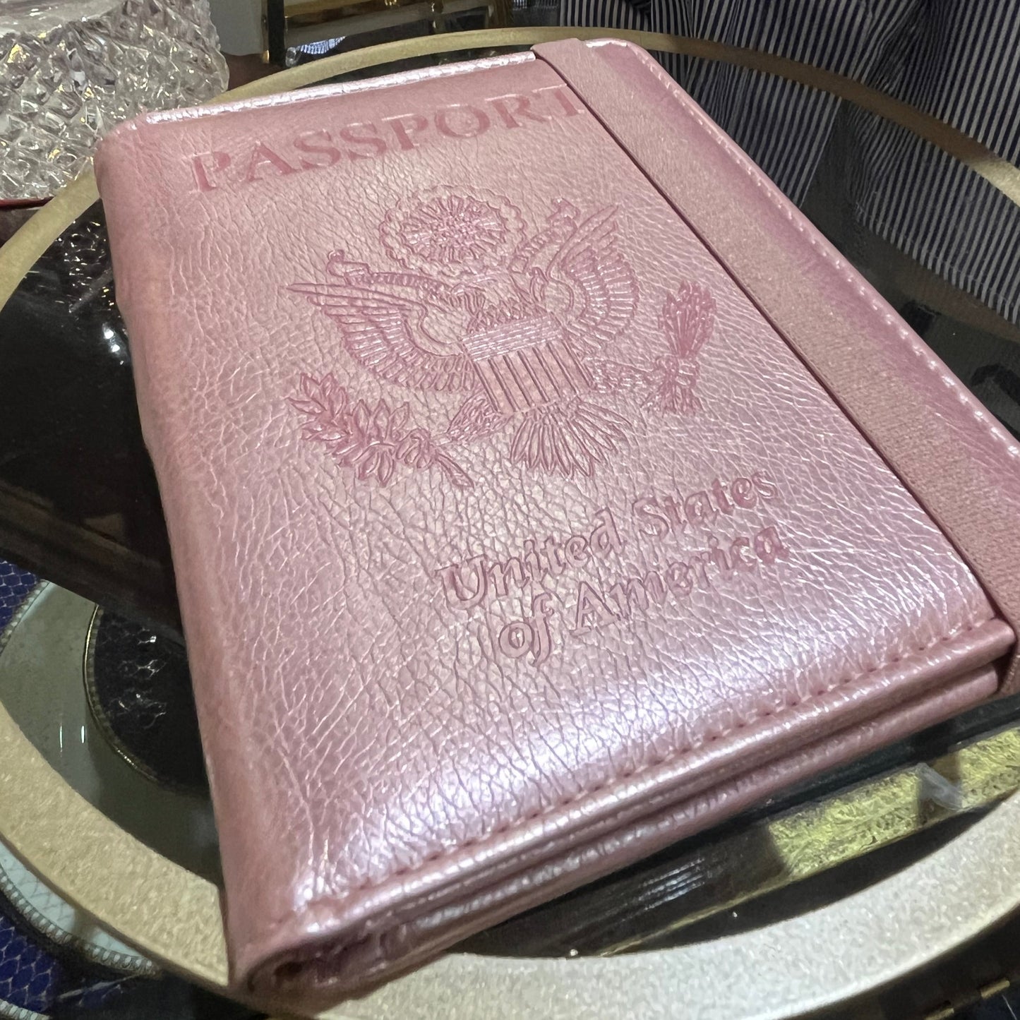 " Custom Stamping on Pink Passport Case | Initials