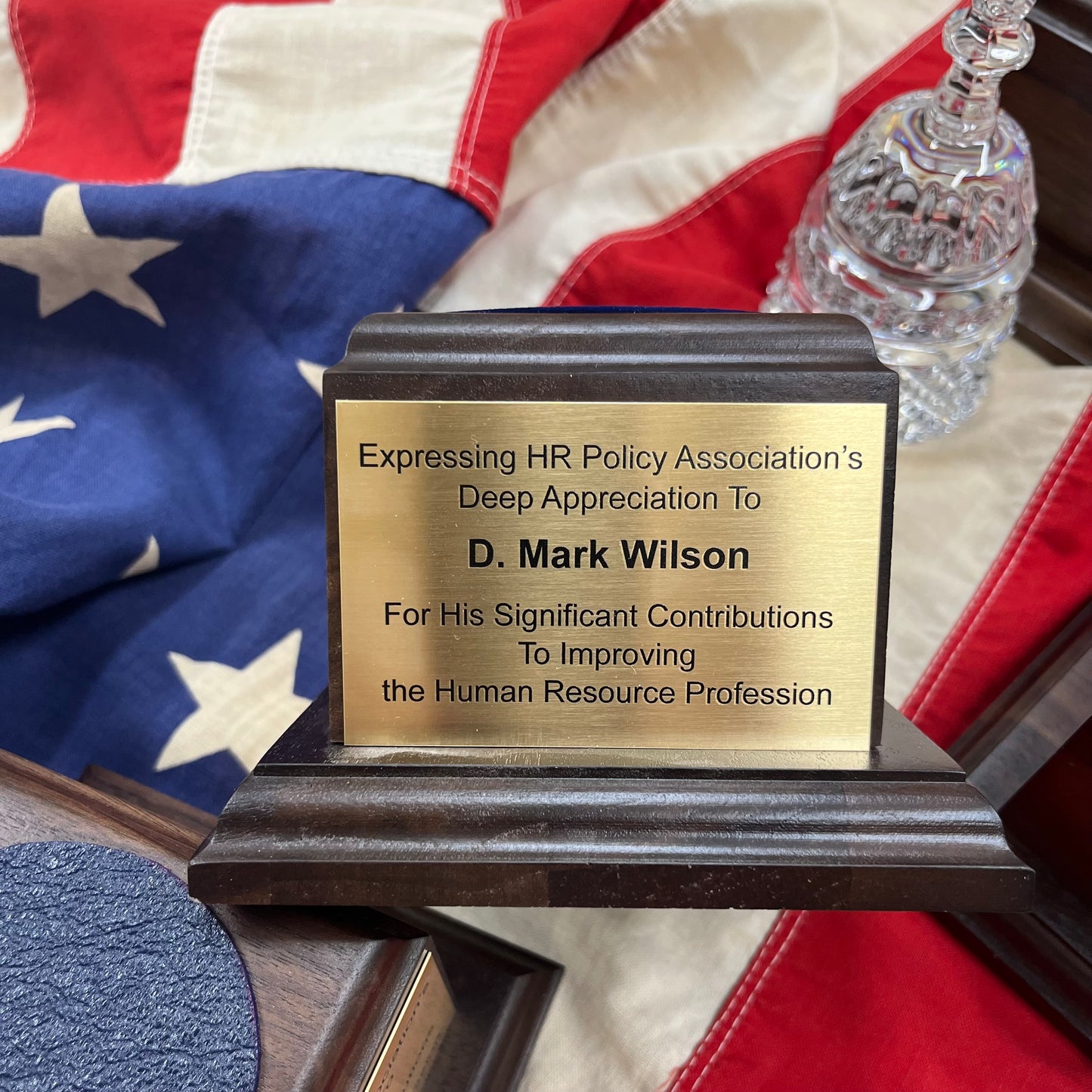 HR Policy Association | 2024 PROOF | Capitol Dome Award with Engraved Plate on Natural Walnut Base