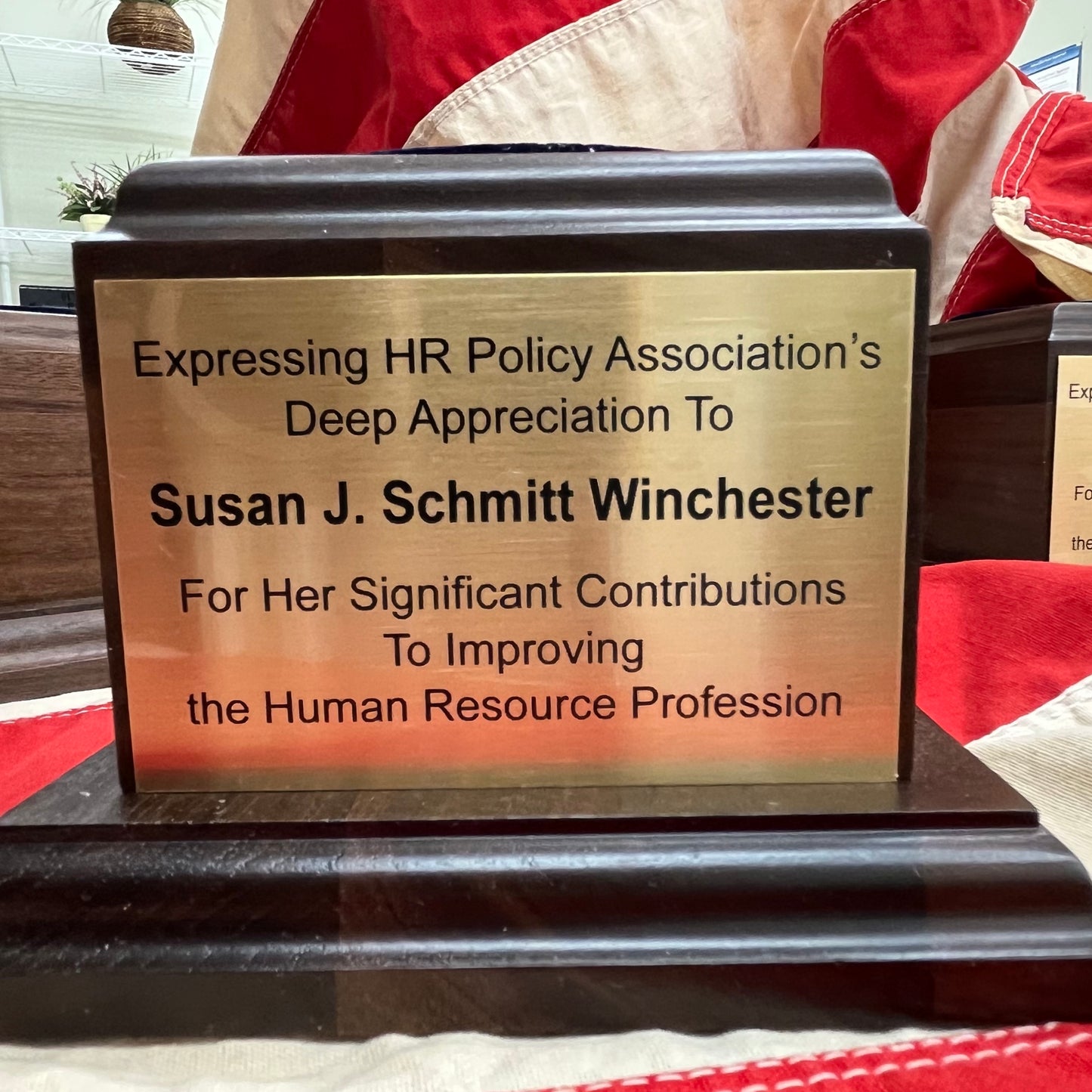 HR Policy Association | 2024 PROOF | Capitol Dome Award with Engraved Plate on Natural Walnut Base