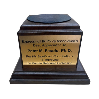 HR Policy Association | 2024 AWARDS | Capitol Dome Award with Engraved Plate on Natural Walnut Base