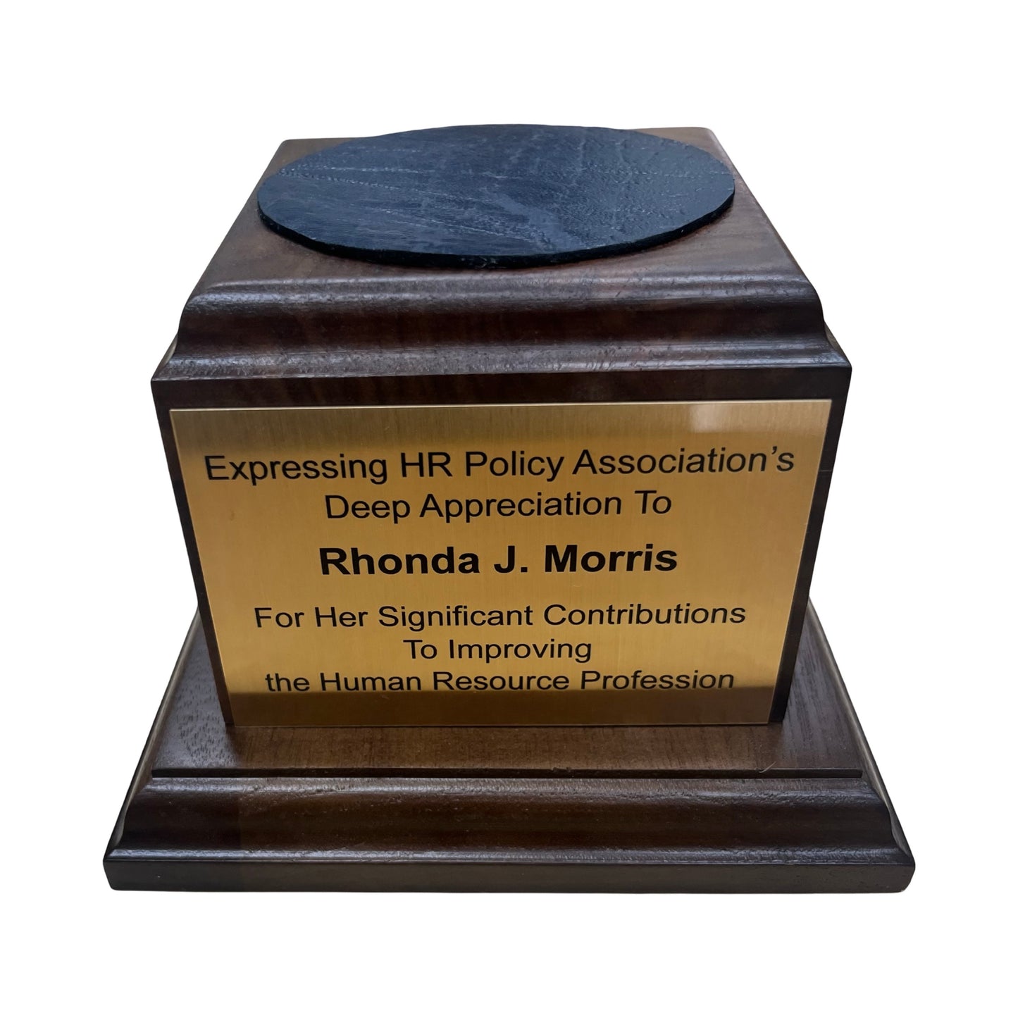 HR Policy Association | 2024 AWARDS | Capitol Dome Award with Engraved Plate on Natural Walnut Base