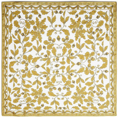 Halcyon Days | King's Coronation Gold Silk Scarf | Celebration of the Coronation of King Charles III | Gold & White | 36 by 36 Inches
