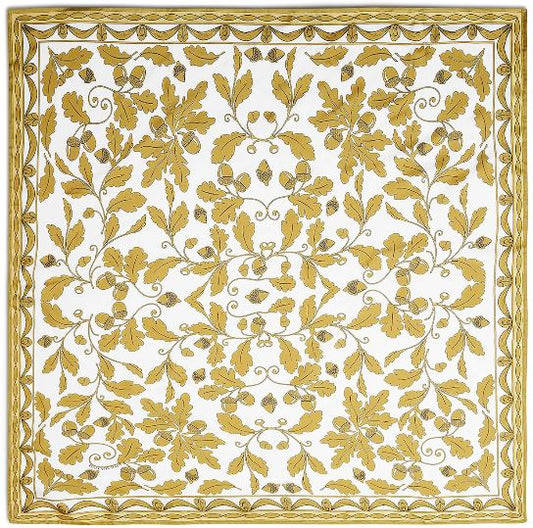 Halcyon Days | King's Coronation Gold Silk Scarf | Celebration of the Coronation of King Charles III | Gold & White | 36 by 36 Inches