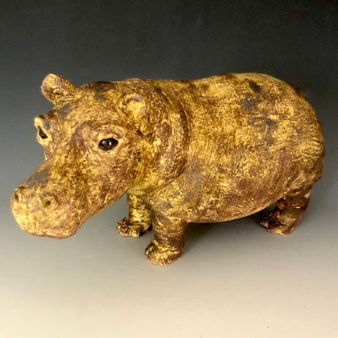 Ceramic | Large GW Hippo | Bespoke Production | Golden Buddy | 12" x 6"