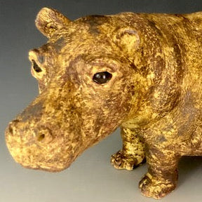 Ceramic | Large GW Hippo | Bespoke Production | Golden Buddy | 12" x 6"