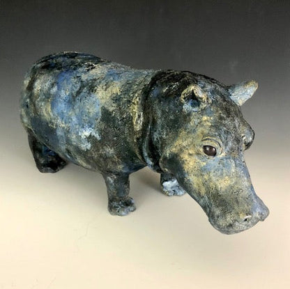 Ceramic | Large GW Hippo | Bespoke Production | Golden Buddy | 12" x 6"