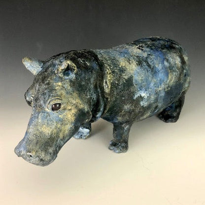 Ceramic | Large GW Hippo | Bespoke Production | Golden Buddy | 12" x 6"