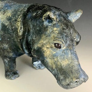 Ceramic | Large GW Hippo | Bespoke Production | Golden Buddy | 12" x 6"