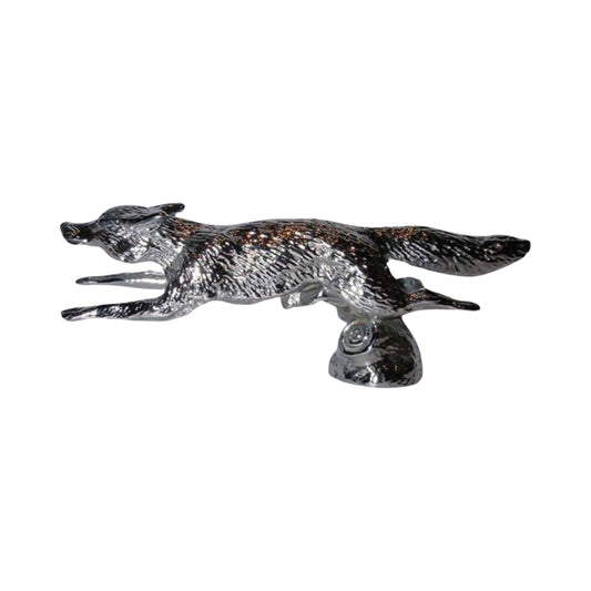 Hood Ornament | Running Fox | Small |  Mascot / Hood Ornament | Chrome Plate Finish | 2 by 5 Inches | Made in England