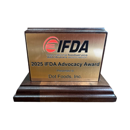 IFDA | 2026 | Waterford Crystal Capitol Dome Paperweight | Walnut Base with Color Logo and Text on Brass Plate