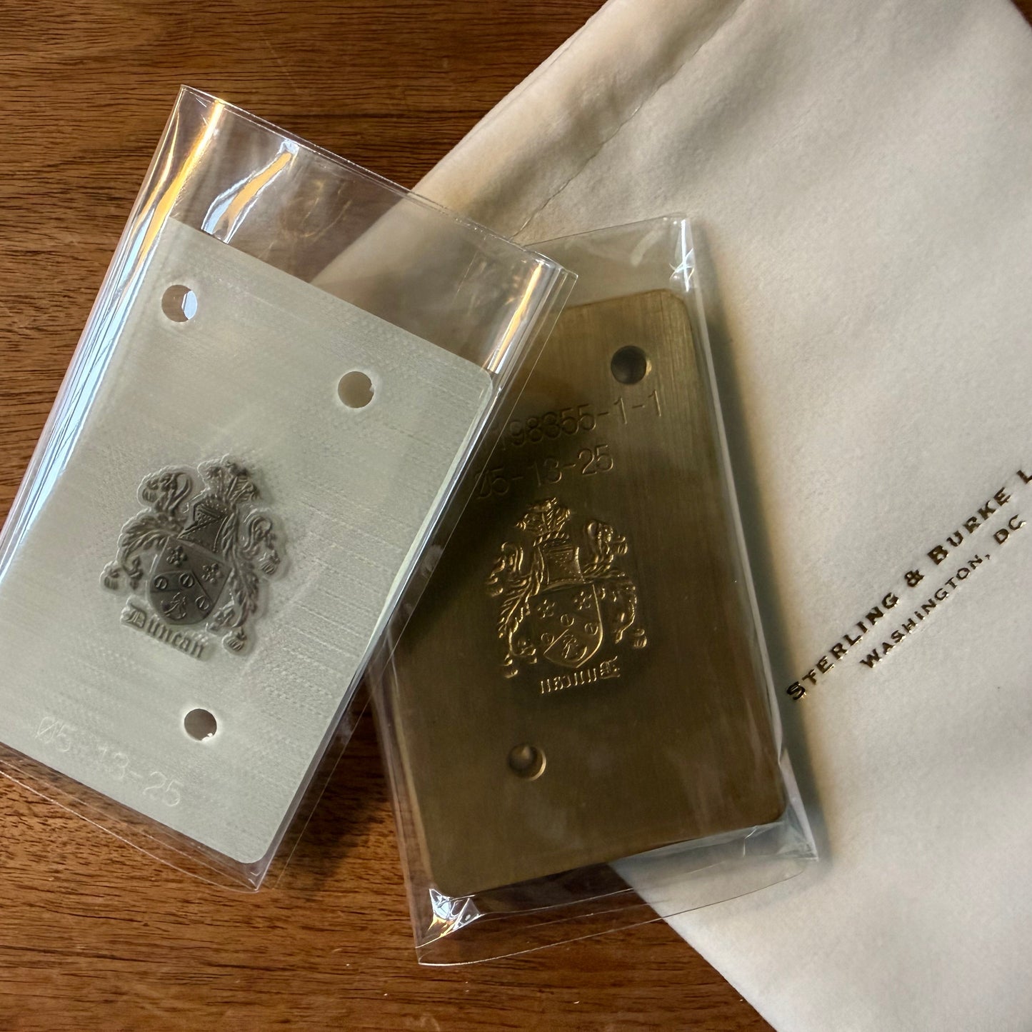 Josh Brass Engraving Die | Hand Carved for Engraved Stationery | Duncan Family Coat of Arms | Thank You Notes