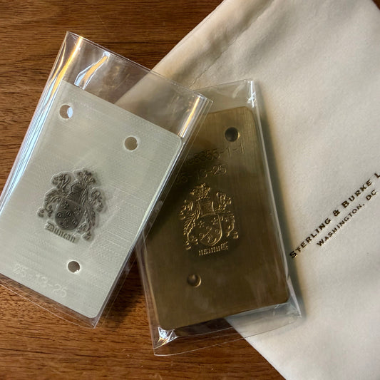 Josh Brass Engraving Die | Hand Carved for Engraved Stationery | Duncan Family Coat of Arms | Thank You Notes