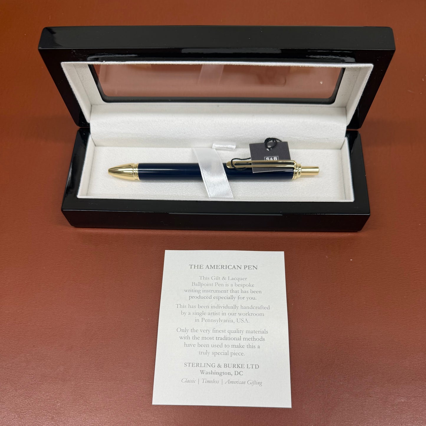 GIFT | Federal Blue Crossgrain Leather Notebook and Pen | Charing Cross Ltd. | Made in England