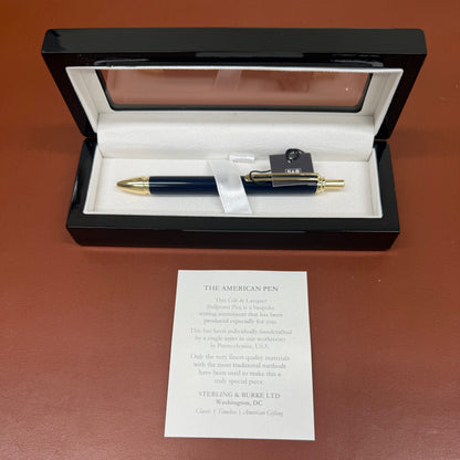 GIFT | Federal Blue Crossgrain Leather Notebook and Pen | Charing Cross Ltd. | Made in England