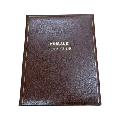 KINSALE GOLF CLUB Guests Book | 10 by 8 inches | Vertical | Padded Cover | Brown Buffalo Embossed Calf | Blank Pages | Charing Cross Made in England