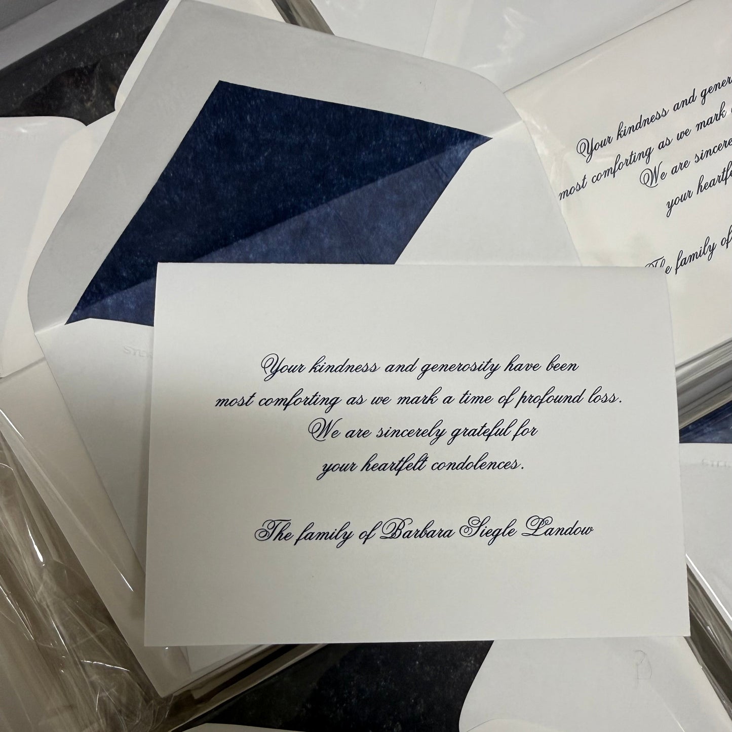 Bespoke Condolence Acknowledgement Informal Notes | Barbara Landow