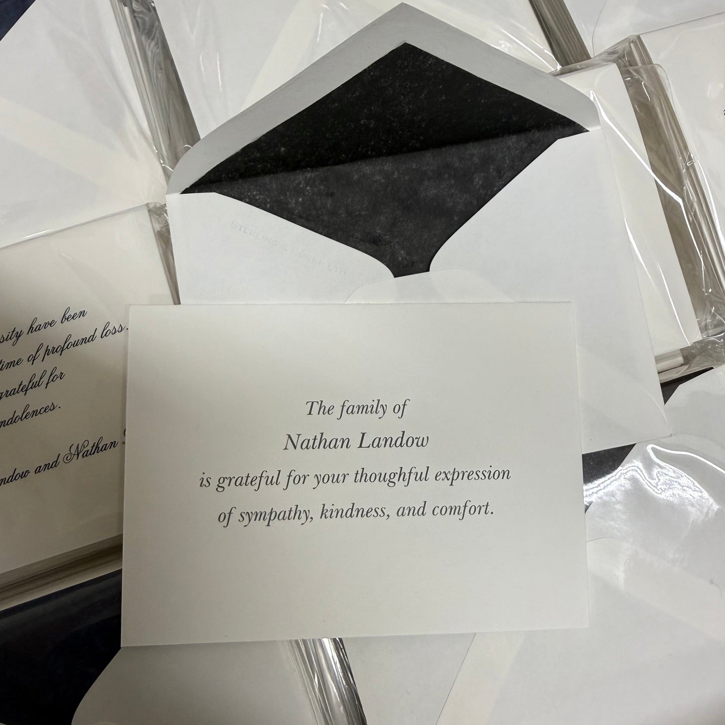 Bespoke Condolence Acknowledgement Informal Notes | Nathan Landow