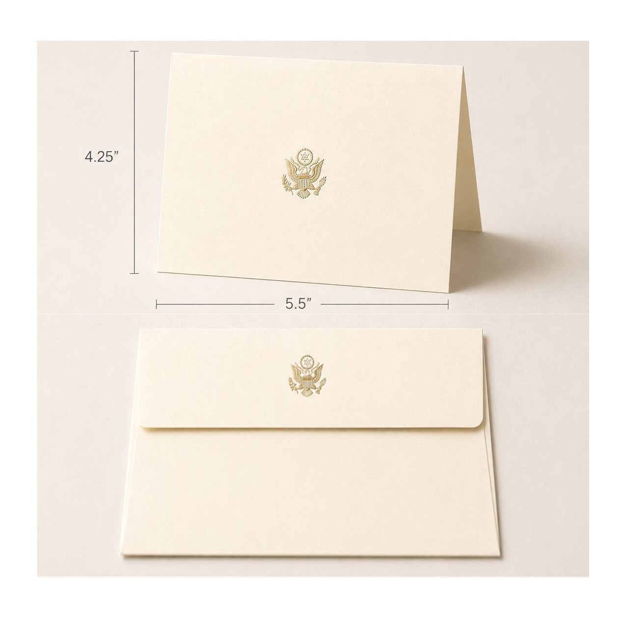 LAOS | Bespoke Stationery | Invitation Fold Over Cards & Envelopes | Gold Great Seal on Ecru