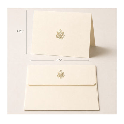 LAOS | Bespoke Stationery | Invitation Fold Over Cards & Envelopes | Gold Great Seal on Ecru