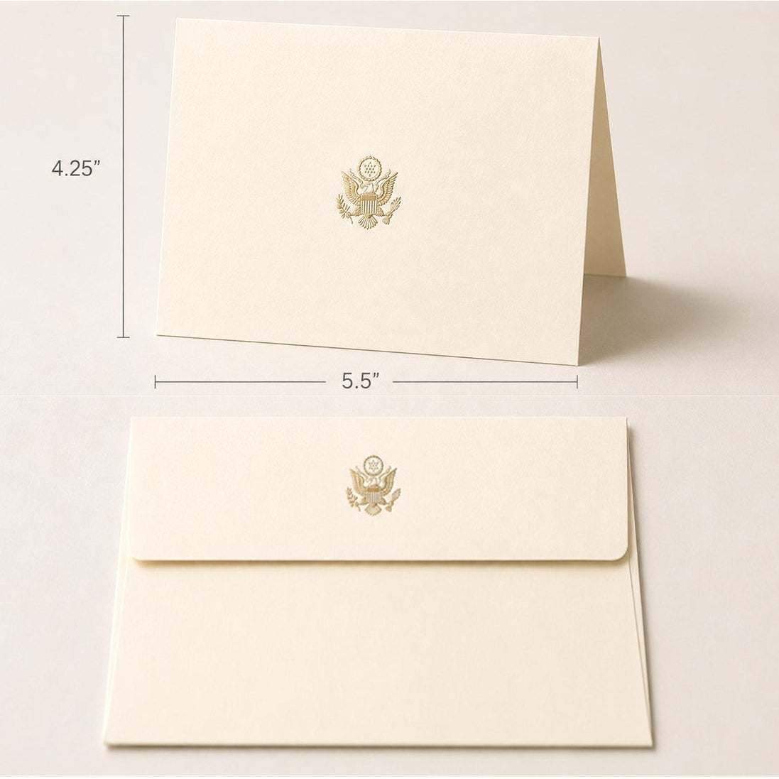 LAOS | Bespoke Stationery | Invitation Fold Over Cards & Envelopes | Gold Great Seal on Ecru