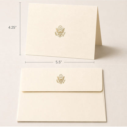 LAOS | Bespoke Stationery | Invitation Fold Over Cards & Envelopes | Gold Great Seal on Ecru