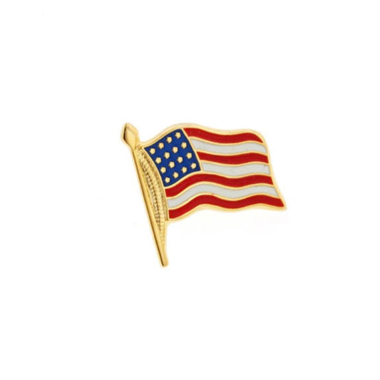 USA Flag Lapel Pin | Waving American Flag Lapel Pin and Cufflinks | Gold Plate and Silver Plate