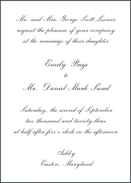 Bespoke Stationery | Lesmes - Swad | Complete Wedding Invitation Suite | Finest Quality | Hand Engraved | 180 Sets