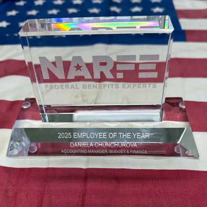 NARFE DEC. 2025 | Bespoke, Crystal NARFE on Clear Base Awards