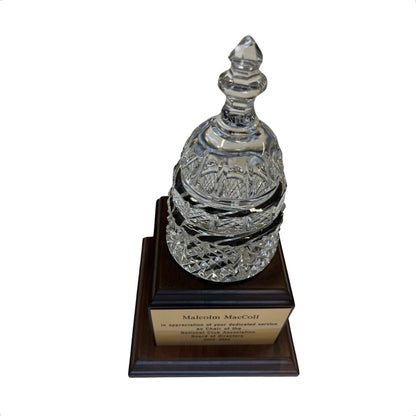 Waterford Crystal Capitol Dome Award on Walnut Base | Brass Plate Engraved | National Club Association | April 2024 | Malcolm MacColl