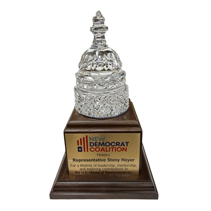 New Democrat Coalition | 2026 | Waterford Crystal Capitol Dome Award on Natural Walnut with Engraved Brass Plate