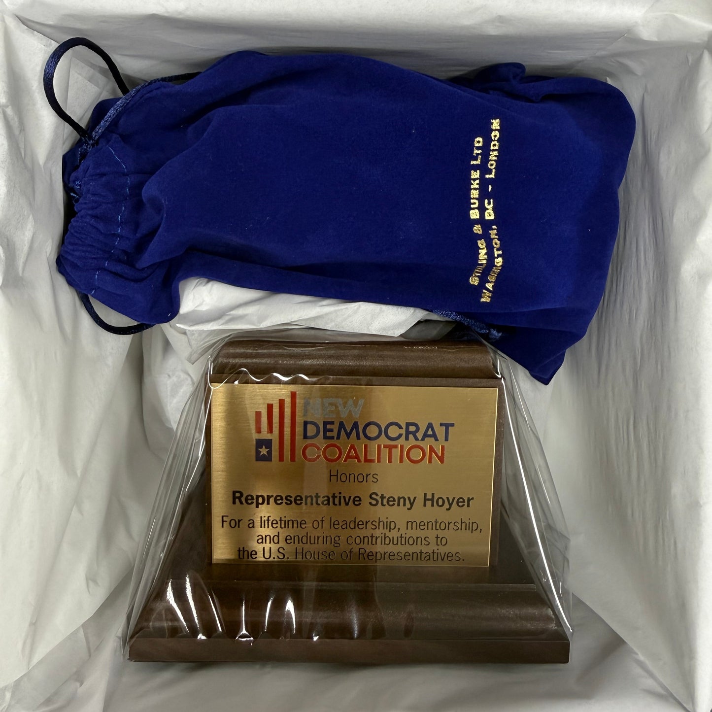 New Democrat Coalition | 2026 | Waterford Crystal Capitol Dome Award on Natural Walnut with Engraved Brass Plate