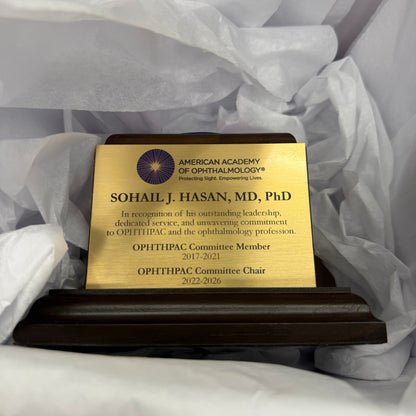 OPTHOMOLOGY | October 2026 AWARD | Capitol Dome Award with Engraved Plate on Natural Walnut Base