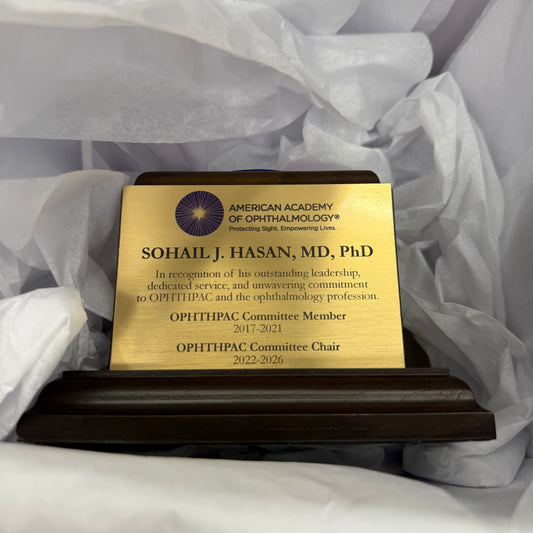 OPTHOMOLOGY | October 2026 AWARD | Capitol Dome Award with Engraved Plate on Natural Walnut Base